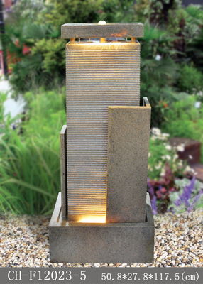46 Zoll-Garten-Sandstein-Brunnen im Freien mit Lichtern fournisseur
