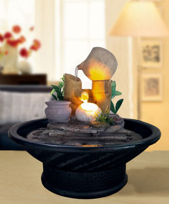20x18.5cm traditionelle Bambushauptinnenraum-Dekorations-Wohnzimmer-Tischplatten-Innenwasser-Brunnen Polyresin fournisseur
