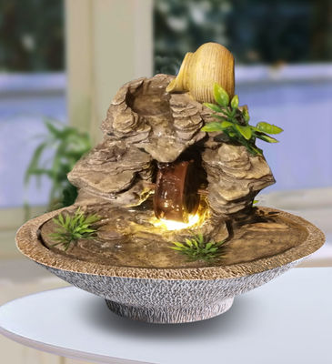 Mehrfarben-Polyresin-Gebirgsinnentischplatten-Brunnen fournisseur
