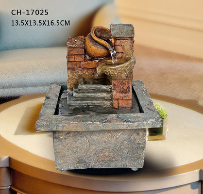 Im amerikanischen Stil Brunnen-Tischplatten-kleine Verzierungs-Büro-Dekor-Geschenk-Handwerks-Kreativität Polyresin-roten Backsteins H16.5CM fournisseur