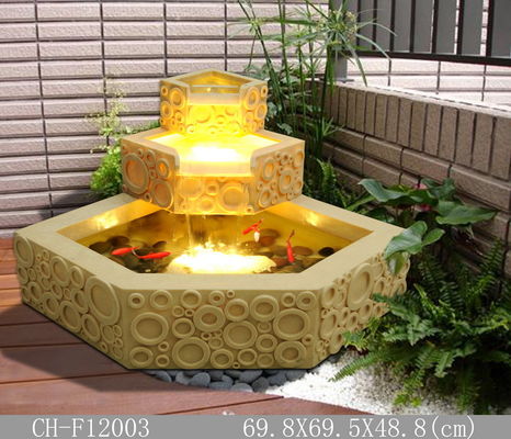 Klassisches Polygon beleuchteter Sandstein-Ziegelstein-Garten-Brunnen fournisseur