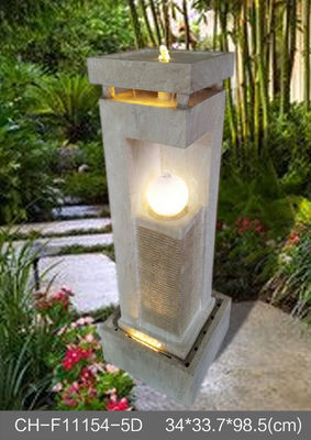 Heller Ball-Marmor-Effekt-hölzerner Rattan-Garten-Brunnen fournisseur