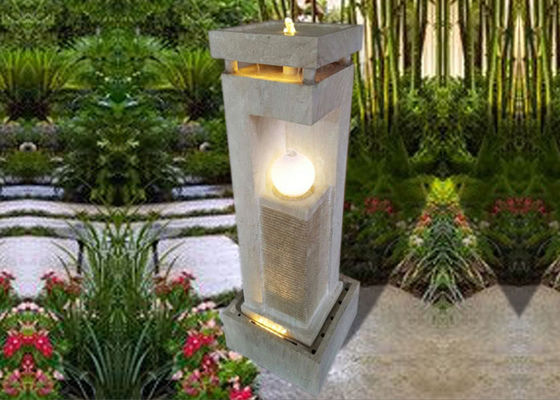Heller Ball-Marmor-Effekt-hölzerner Rattan-Garten-Brunnen fournisseur