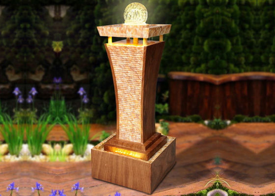 Langer Spalten-Marmor-Effekt-hölzerner Rattan-Garten-Brunnen fournisseur