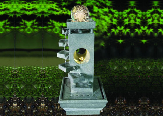 Zeitgenössischer Schritt-Glaskugel-Sandstein-Wasser-Brunnen fournisseur