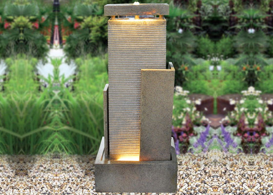 46 Zoll-Garten-Sandstein-Brunnen im Freien mit Lichtern fournisseur