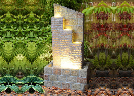 Drei Schritt-Sandstein-Ziegelstein-Garten-Brunnen fournisseur