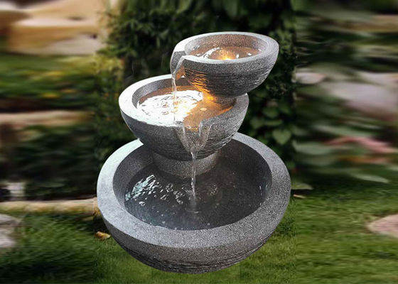 Wasserfall-Brunnen-Naturstein-Blick des Fiberglas-drei Schüsseln geführter fournisseur